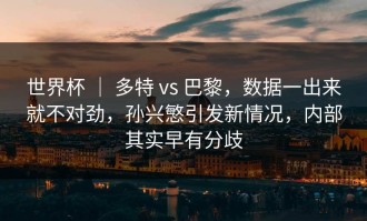 世界杯 ｜ 多特 vs 巴黎，数据一出来就不对劲，孙兴慜引发新情况，内部其实早有分歧