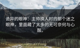 诡异的眼神：主帅换人时的那个迷之眼神，里面藏了太多的无可奈何与心酸。