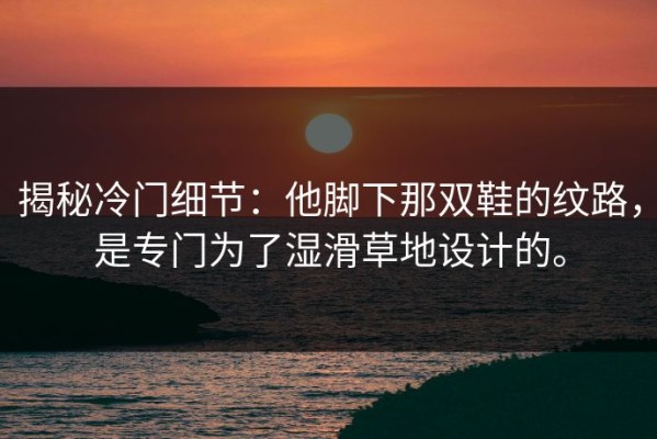 揭秘冷门细节：他脚下那双鞋的纹路，是专门为了湿滑草地设计的。