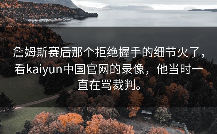 詹姆斯赛后那个拒绝握手的细节火了,看kaiyun中国官网的录像,他当时一直在骂裁判。 詹姆斯赛后那个拒绝握手的细节火了,看kaiyun中国官网的录像,他当时一直在骂裁判。