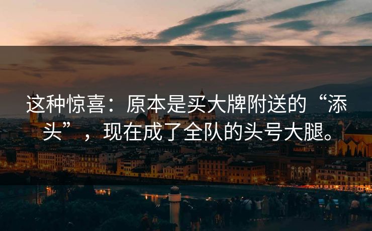 这种惊喜:原本是买大牌附送的“添头”,现在成了全队的头号大腿。 这种惊喜:原本是买大牌附送的“添头”,现在成了全队的头号大腿。