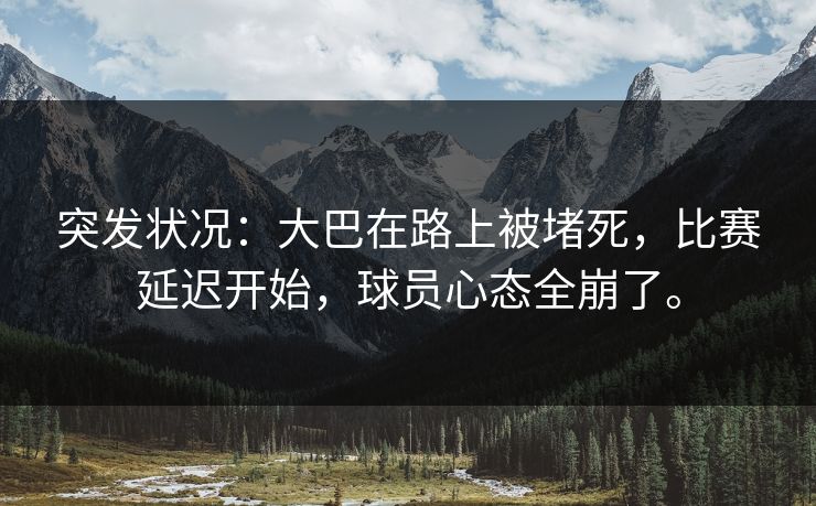 突发状况:大巴在路上被堵死,比赛延迟开始,球员心态全崩了。 突发状况:大巴在路上被堵死,比赛延迟开始,球员心态全崩了。